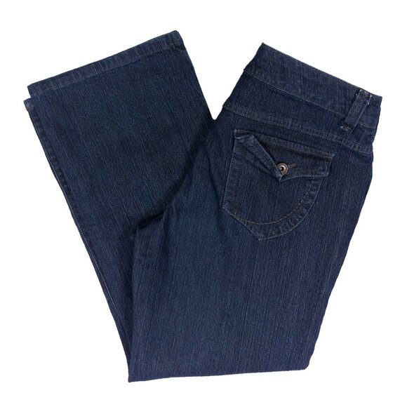 Nine West Pants Womens Sz 12 Petite Bootcut Jeans Mid Rise Dark Wash - Picture 3 of 7